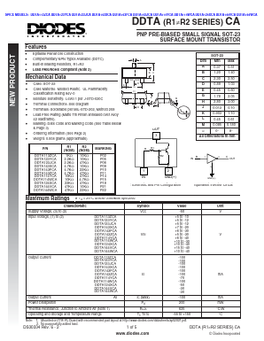 DDTA124XCA-7-F Datasheet PDF Diodes Incorporated.