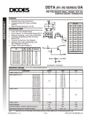 DDTA123YUA-7 Datasheet PDF Diodes Incorporated.
