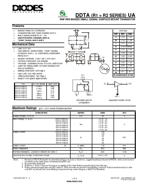 DDTA115EUA-7-F Datasheet PDF Diodes Incorporated.