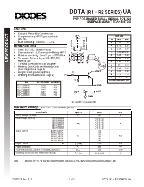 DDTA124EUA-7 Datasheet PDF Diodes Incorporated.