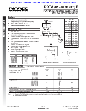 DDTA123EE Datasheet PDF Diodes Incorporated.
