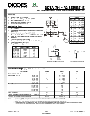 DDTA124EE Datasheet PDF Diodes Incorporated.