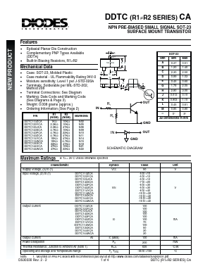 DDTC143ZCA-7 Datasheet PDF Diodes Incorporated.