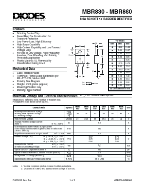 MBR860 Datasheet PDF Diodes Incorporated.