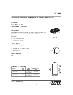 FCX493 Datasheet PDF Diodes Incorporated.