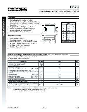 ES2G Datasheet PDF Diodes Incorporated.