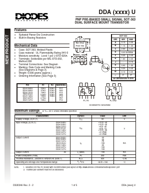 DDA123JU Datasheet PDF Diodes Incorporated.