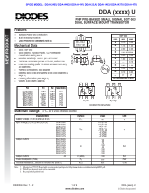 DDA123JU-7-F Datasheet PDF Diodes Incorporated.