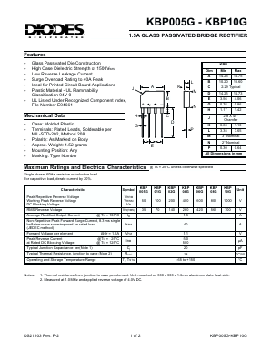 KBP01G Datasheet PDF Diodes Incorporated.