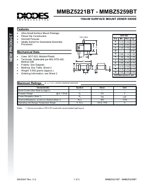 MMBZ5258BT-7 Datasheet PDF Diodes Incorporated.