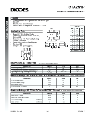 CTA2N1P-7 Datasheet PDF Diodes Incorporated.