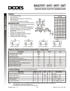 BAS70T Datasheet PDF Diodes Incorporated.