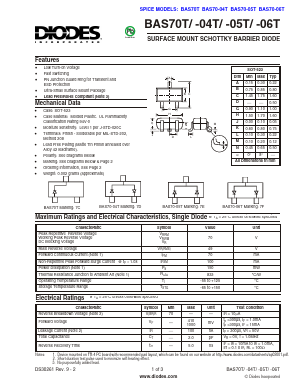 BAS70-06T Datasheet PDF Diodes Incorporated.