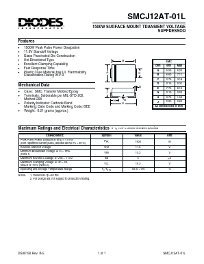 SMCJ12AT-01L Datasheet PDF Diodes Incorporated.