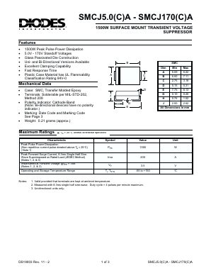 SMCJ50CA Datasheet PDF Diodes Incorporated.