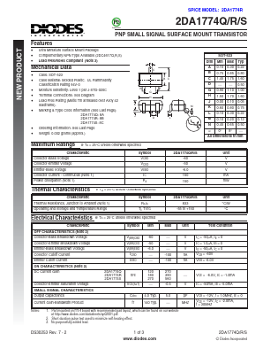 2DA1774Q-7-F Datasheet PDF Diodes Incorporated.