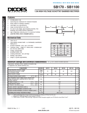 SB190-B Datasheet PDF Diodes Incorporated.