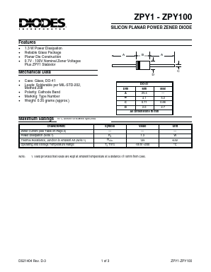 ZPY100 Datasheet PDF Diodes Incorporated.