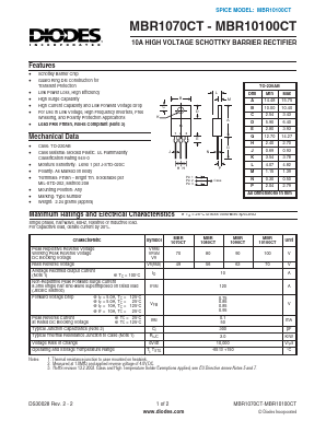 MBR1070CT_1 Datasheet PDF Diodes Incorporated.