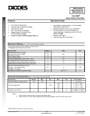 SBR10U200CTFP Datasheet PDF Diodes Incorporated.