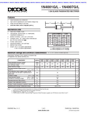 1N4001G-B Datasheet PDF Diodes Incorporated.