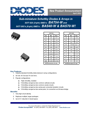 BAT54-W Datasheet PDF Diodes Incorporated.
