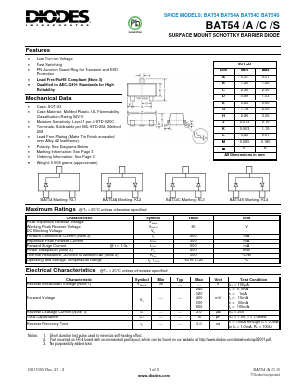 BAT54A-7-F Datasheet PDF Diodes Incorporated.