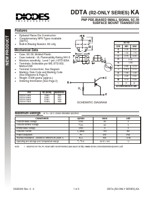 DDTA124KA Datasheet PDF Diodes Incorporated.