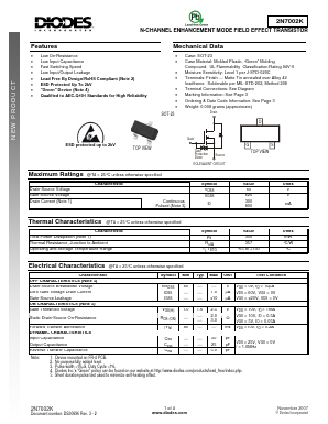 2N7002K-7 Datasheet PDF Diodes Incorporated.