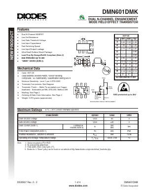 DMN601DMK-7 Datasheet PDF Diodes Incorporated.