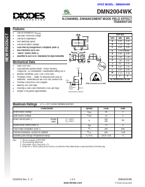 DMN2004WK Datasheet PDF Diodes Incorporated.