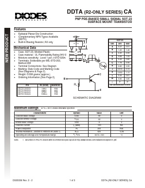 DDTA124GCA-7 Datasheet PDF Diodes Incorporated.