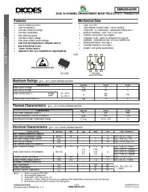 DMN2004DWK Datasheet PDF Diodes Incorporated.