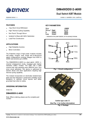 DIM400DDS12-A000 Datasheet PDF Dynex Semiconductor