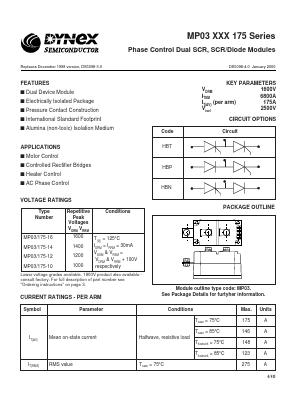 MP03HBP175-14 Datasheet PDF Dynex Semiconductor