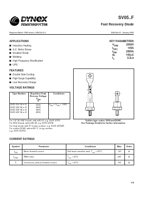 SV0525FKC Datasheet PDF Dynex Semiconductor