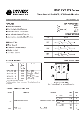 MP03XXX275-18 Datasheet PDF Dynex Semiconductor