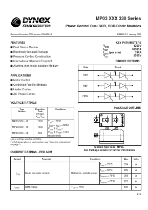 MP03XXX330-08 Datasheet PDF Dynex Semiconductor