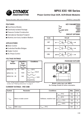 MP03XXX190 Datasheet PDF Dynex Semiconductor
