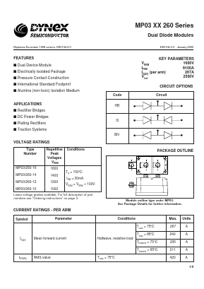 MP03/260-16 Datasheet PDF Dynex Semiconductor