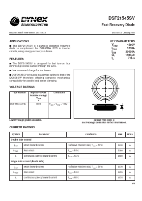 DSF21545SV45 Datasheet PDF Dynex Semiconductor