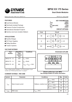 MP02/175-10 Datasheet PDF Dynex Semiconductor