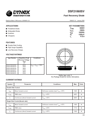 DSF21060SV57 Datasheet PDF Dynex Semiconductor