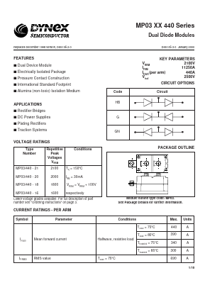 MP03/440-21 Datasheet PDF Dynex Semiconductor