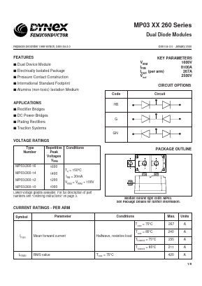 MP03HB260-16 Datasheet PDF Dynex Semiconductor