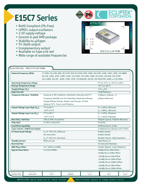 E15C7C2F-155520MTR Datasheet PDF Ecliptek Corporation