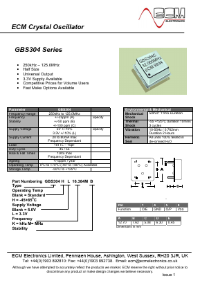 GBS304H16.384MB Datasheet PDF ECM Electronics Limited.