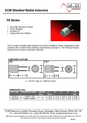FS1012-103 Datasheet PDF ECM Electronics Limited.