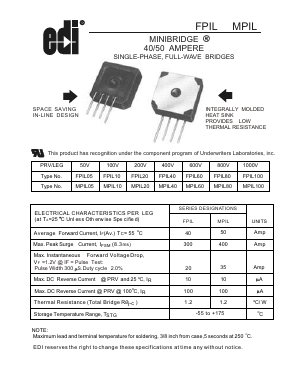 FPIL10 Datasheet PDF Electronic devices inc.