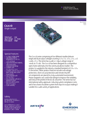 CXA10-48D15J Datasheet PDF Emerson Network Power